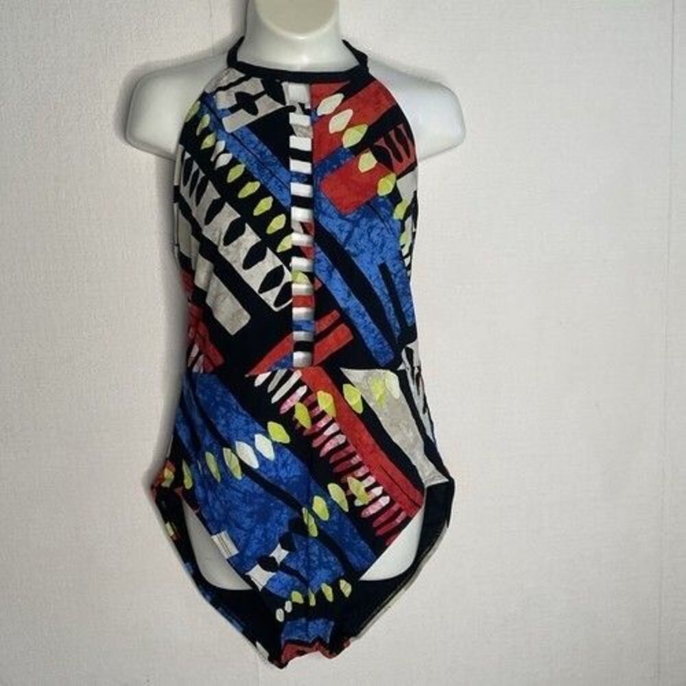 La Blanca One Piece Swimsuit Bathing Suit Halter Top Women Size 14 African Beat